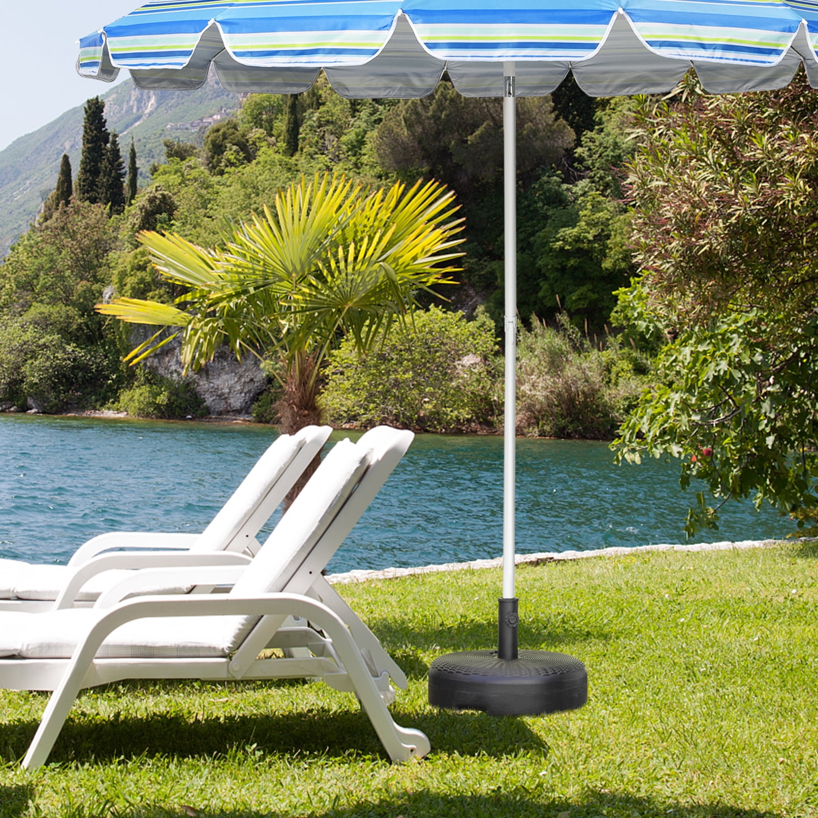 Topbuy Fillable Umbrella Base Stand, Water & Sand Filled Heavy-Duty Patio Umbrella Holder 18” Outdoor Weighted Umbrella Base