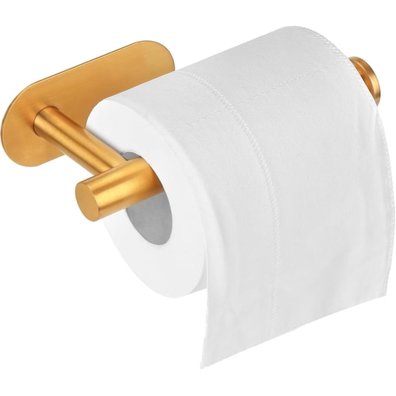 Gold Toilet Paper Holder, 304 Stainless Steel Toilet roll Paper Holder Rustproof for Bathroom, Kitchen and Washroom, 3M no driiling Wall Mount