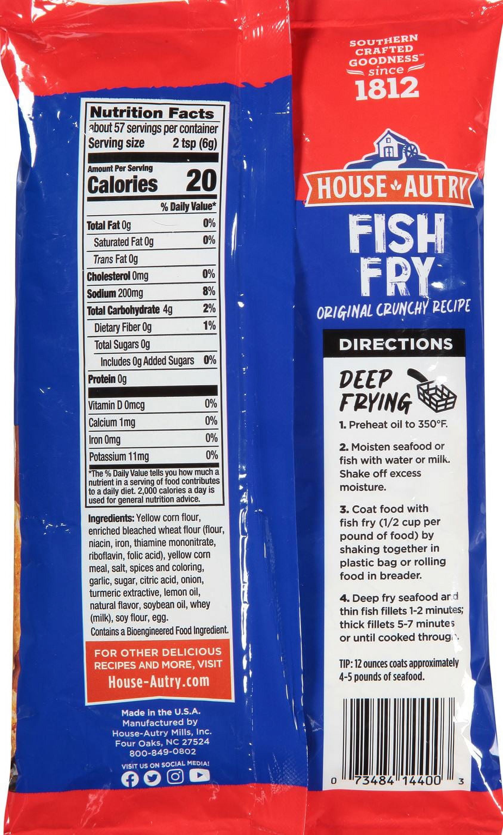 (6 pack) House Autry Original Crunchy Recipe Fish Fry Mix 12z Seasoned Crispy Coatings & Batters Fry Mix Pouch