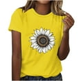 thumbnail image 2 of iHengLiXing Plus Size Spring Tops for Women 2025 Dressy Casual Women's Fashion Printed Short Sleeves Blouse Round Neck Casual Top Yellow S, 2 of 4