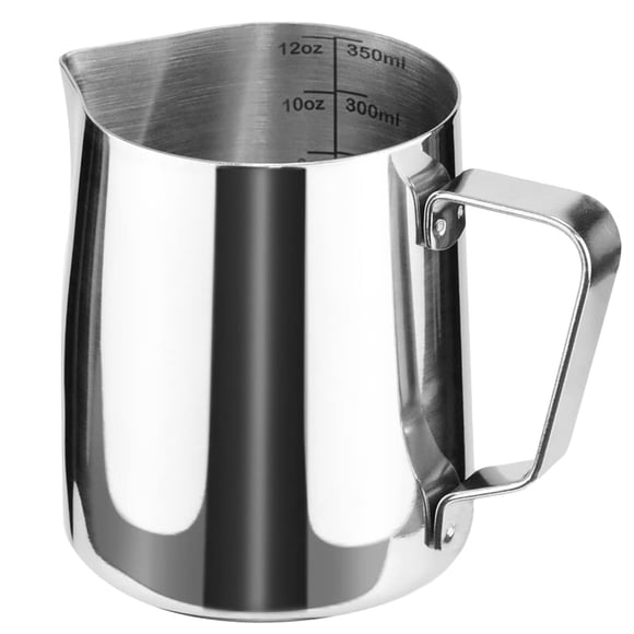HOFASON - Jarra de acero inoxidable para espumar leche, jarra de capuchino, taza de café expreso, taza de crema para arte latte, 12 onzas (350 ml)