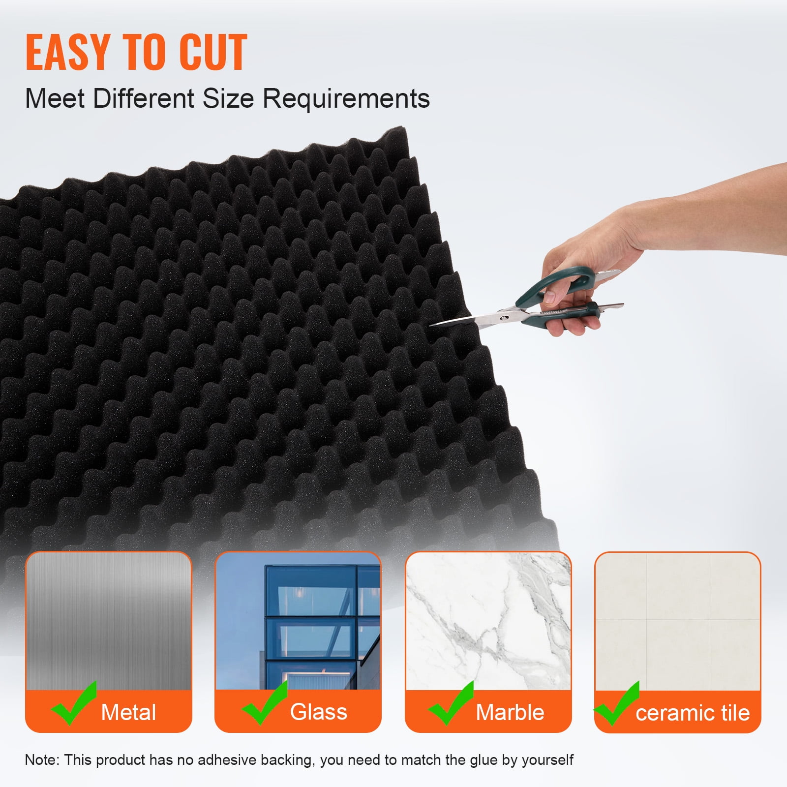 KFFKFF Acoustic Foam Panels, 4-Pack 48 x 24 x 2 Inches, Egg-Crate Design Soundproof Wall Panels,  Sound Absorbing Panels for Studio Walls and Ceilings, Black