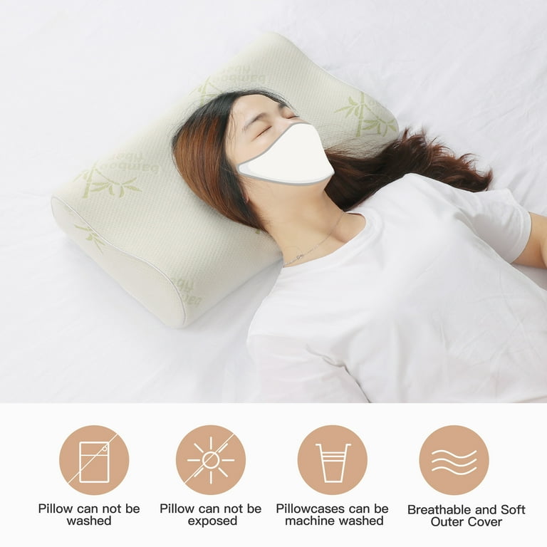 Memory Foam Contour Pillow Back Neck Support Bed Pillow w Cover