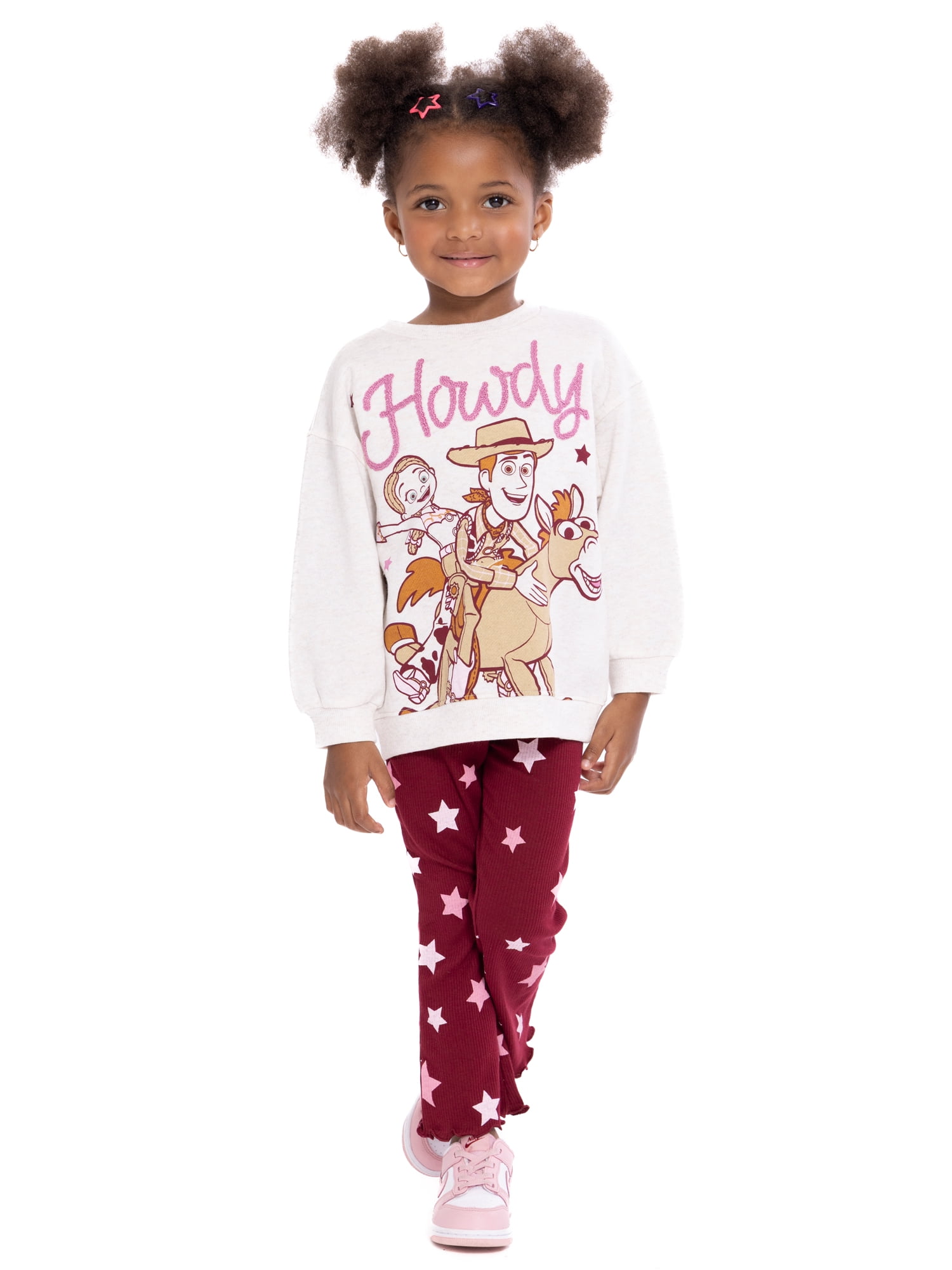 Toy Story Toddler Girls Long Sleeve Graphic Print Sweatshirt and Matching Flare Leggings Set, 2-Piece, Sizes 12M-5T