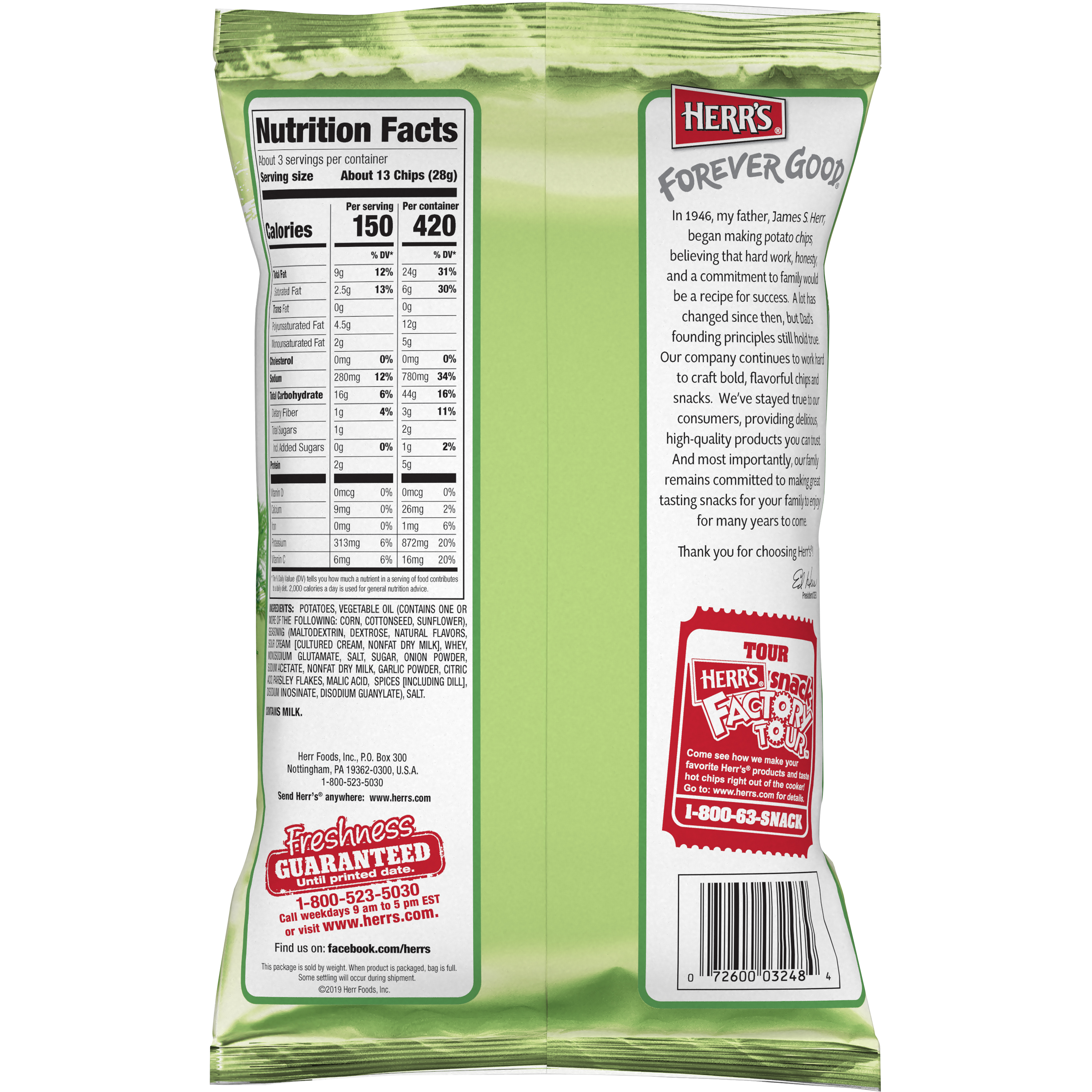 Herrs Creamy Dill Ripples Potato Chips