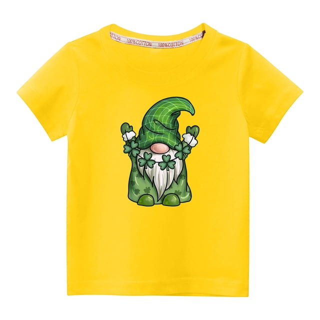 FAIWAD Chandails de la Saint-Patrick pour Tout-Petits Filles Garçons, Manches Courtes, Hauts à Imprimé Graphique, Coupe Ample, Col Rond, Chandails à Enfiler