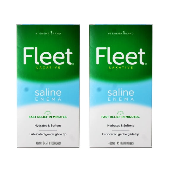 2 Pack - Fleet Laxatives, Saline Enema for Adult Constipation Relief, Prefilled Enemas, 4.5 fl oz, 4 Bottles