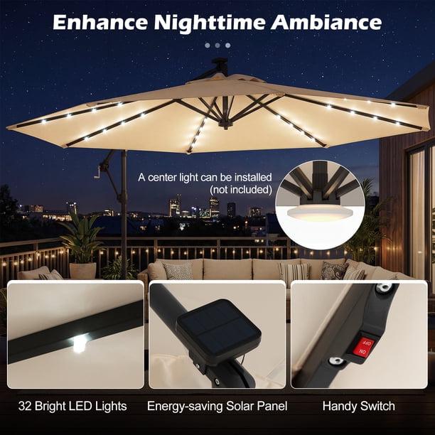 amazon patio led umbrella lights ZNYCYE Solar with 8 Lighting Modes making them a reliable choice for both indoor and outdoor use Autlaycil 10FT Cantilever Patio Umbrella
