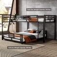 thumbnail image 2 of Bellemave Twin over Full Size Bunk Bed L-shaped Metal Low Bunk Bed with Guardrails and Ladder Junior Floor Bunk Bed Frame  (Black), 2 of 10