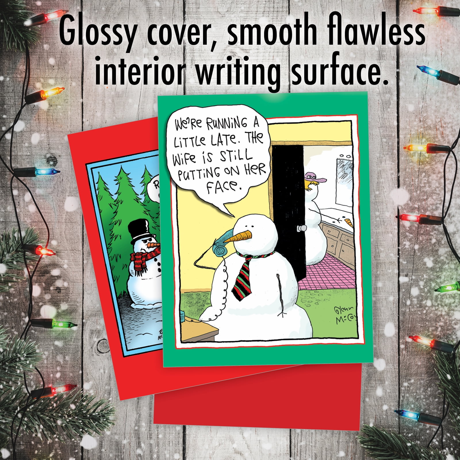 NobleWorks 20 Assorted Box Set Funny Christmas Greeting Cards w/5 x 7 Inch Envelopes (10 Designs, 2 Each) Let It Snowman AC7142XSG-B2x10