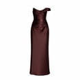 thumbnail image 6 of AHTJRT Women's Satin Off the Shoulder Dress Elegant Ruched Strapless Maxi Dresses Corset Bodycon Formal Party Evening Ball Gown Coffee XL, 6 of 6
