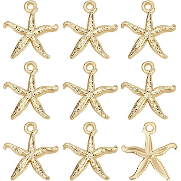 1 Box 30Pcs Starfish Charms Bulk Real 18K Gold Plated Alloy Sea Ocean Beach Animals Starfishes Mini Dangle Pendant Charm DIY Crafts Supplies