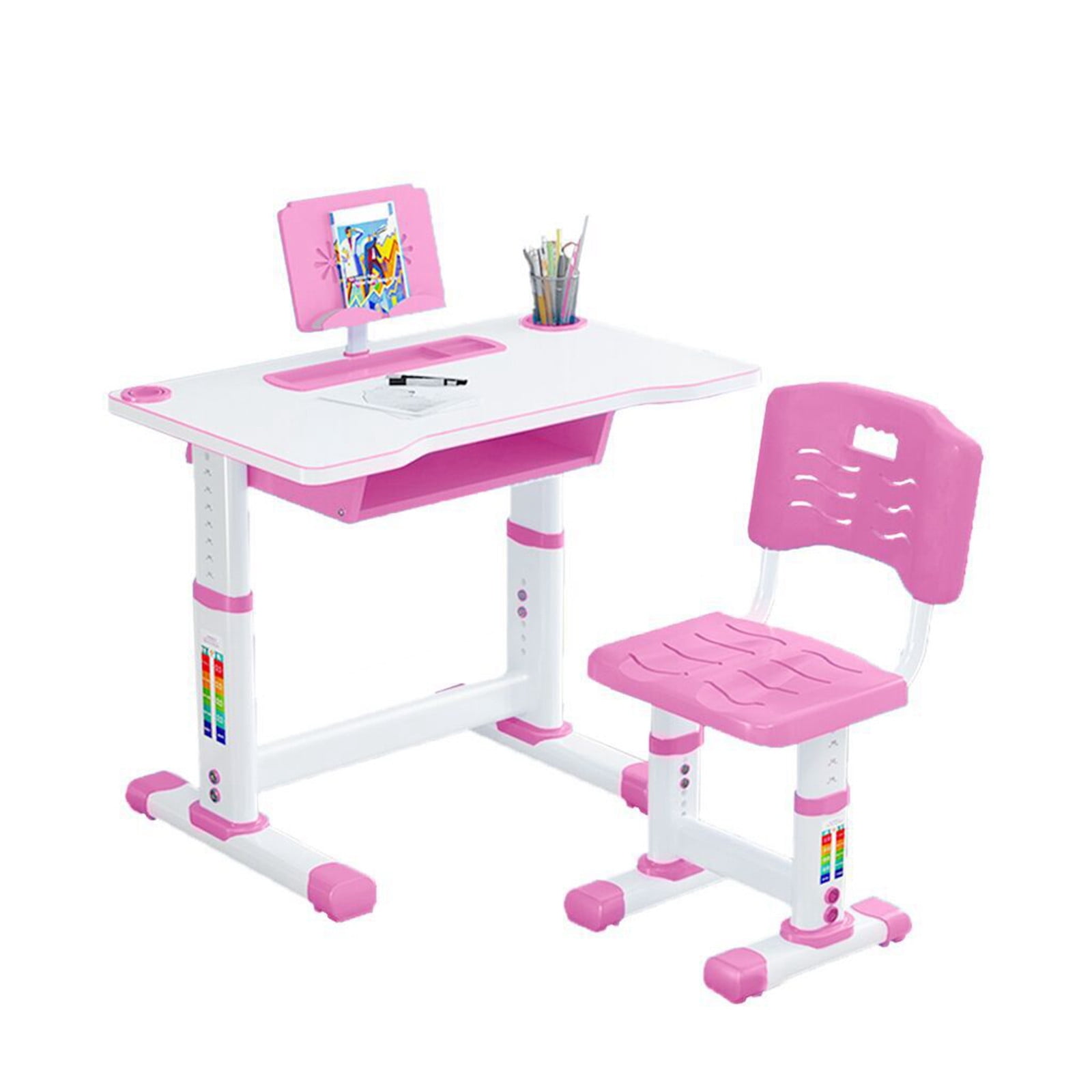 Child Study Desk Table & Chair Drawing Set Height Adjustable With Bookstand 