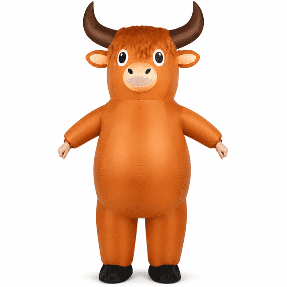 Ahititi Adult Inflatable Highland Cow Costume, Funny Blow Up Farm Animal Suit with Blower for Halloween, Cosplay & Parties