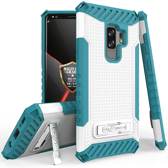 Case for Galaxy S9 Plus, Tri-Shield Rugged Hybrid Cover [with Magnetic Kickstand] and [Bonus Lanyard Wrist Strap] for Samsung Galaxy S9  (SM-G965)