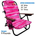 thumbnail image 2 of Backpack Beach Chair - 5 Positions and Lays Flat – Deluxe Wood Arm Rests – Cup Holder Storage Pouch on Side - Padded Pillow - Storage Bag on Back – Lightweight Rustproof Aluminum – 2 Pack Pink Stripes, 2 of 6