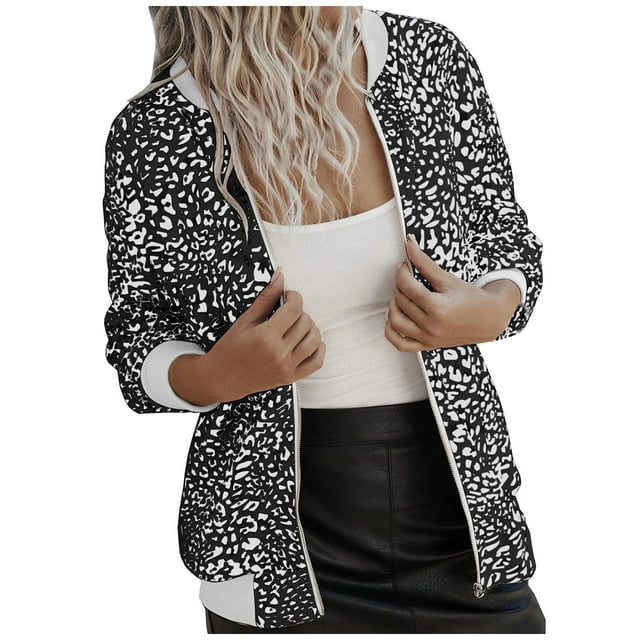 IROINID Veste à Fermeture Éclair pour Femmes à Manches Longues Outwear, T-Shirt Rond en Vrac Blouse d'Automne