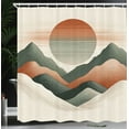 thumbnail image 3 of Ambesonne Neutral Shower Curtain, Mountains and Sunset Print, 69"Wx75"L, Beige Burnt Orange Green, 3 of 4