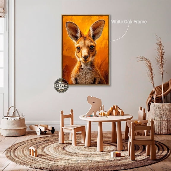 Cute Furry Kangaroo Australian Animal Wall Art Baby Marsupial Wildlife Nursery Decor Ready To Hang Unframed Paper Print