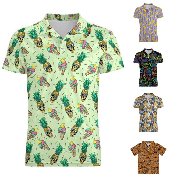 WhouRiu Boys Short Sleeve Polo Shirt Back To School Casual Cartoon Graphic Tennis Collar Shirts Kids Comfortable Soft Daily Polos,3-4 Years
