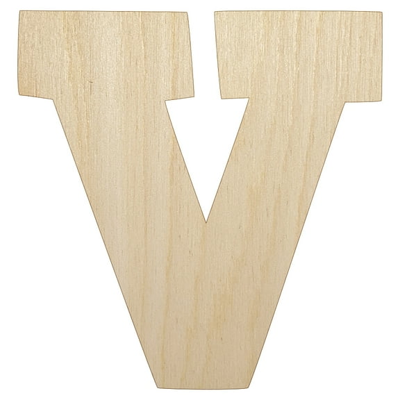 Letter V Uppercase Fun Bold Font Wood Shape Unfinished Piece Cutout Craft DIY Projects - 4.70 Inch Size - 1/8 Inch Thick