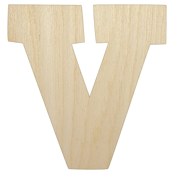Letter V Uppercase Fun Bold Font Wood Shape Unfinished Piece Cutout Craft DIY Projects - 6.25 Inch Size - 1/8 Inch Thick