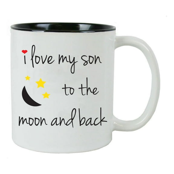 I Love My Son to the Moon and Back 11-Ounce Ceramic Coffee Mug, Black