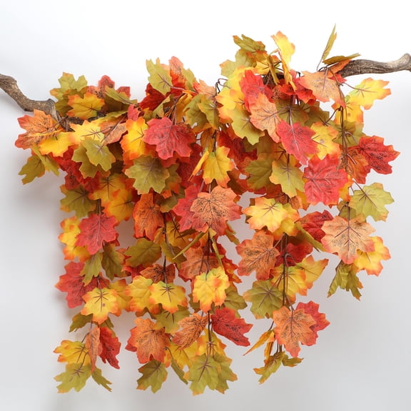 mdesiwst Artificial Maple Leaf Vines, Realistic Flexible Autumn Garland, Fall Decoration Seasonal Rattan for Home Fireplace And Staircase Decor