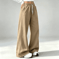 thumbnail image 4 of Akmaiox Wide Leg Sweatpants for Women, Plus Size Drawstring Waist Workout Joggers with Pockets, Casual Comfy Outdoor Hiking Pants, 4 of 7