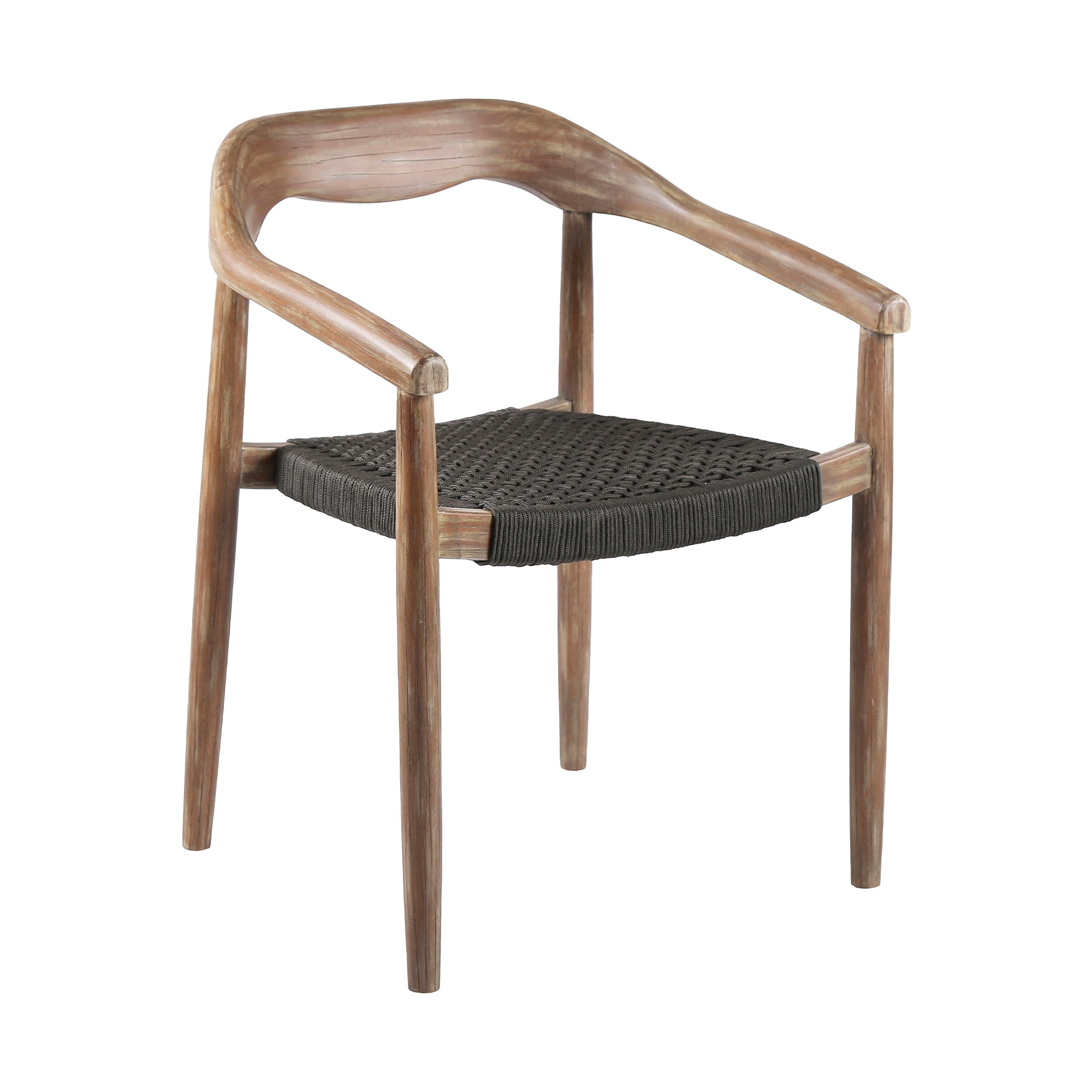 Oasis Santo Outdoor 5 Piece Round Dining Set in Eucalyptus and Charcoal Rope