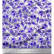 Soimoi Cotton Cambric Fabric Dot,Leaves & Floral Artistic Print Fabric by Yard 42 Inch Wide