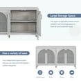 thumbnail image 6 of EUROCO 60'' Sideboard Storage Buffet Cabinet, Solid Wood Buffet Cabinet with 4 Artificial Rattan Doors, 2 Shelves and Metal Handles or Living Room and Entryway, Gray, 6 of 8
