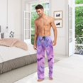 thumbnail image 7 of Men's Sleep Pants Lightweight Pjs Sleepwear Comfortable Lounge Pants Bottom Pants with Pocket Purple and Pink Bats, 7 of 7