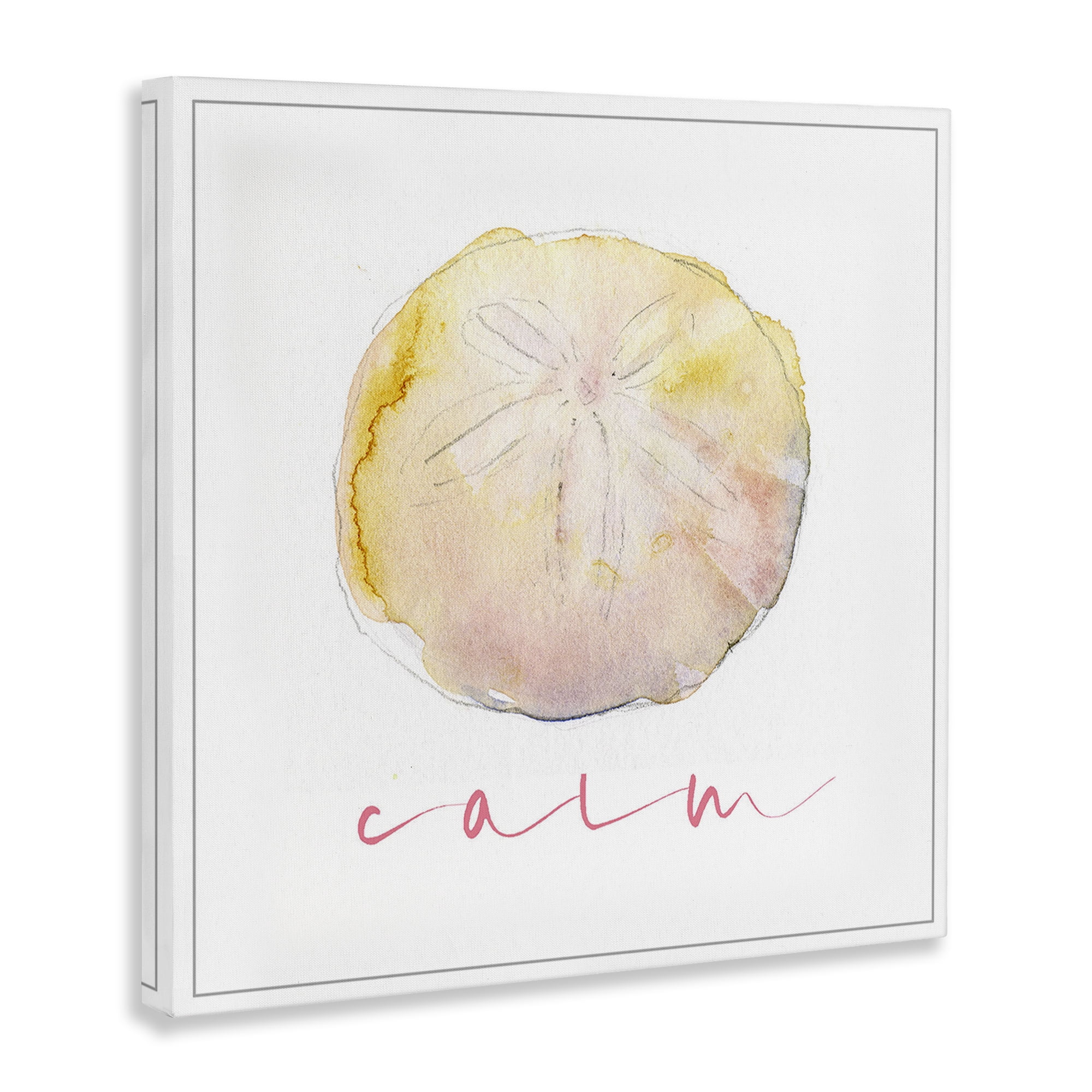 Stupell Industries Sand Dollar Calm Phrase Nautical & Beach Painting Wrapped Canvas Art Print Wall Art, 24 x 24