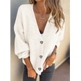 thumbnail image 3 of Suéter PRETTYGARDEN Blanco Mediano Oversized Cardigan con Botones, 3 of 7