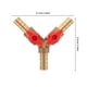 thumbnail image 2 of Válvula de tres vías en forma de Y Interruptor de distribución de tubería de gas Apagado Válvula de bola Conexión de manguera Barb T Abrazadera de gas combustible Tee (Cobre 10 mm Dorado Rojo), 2 of 3