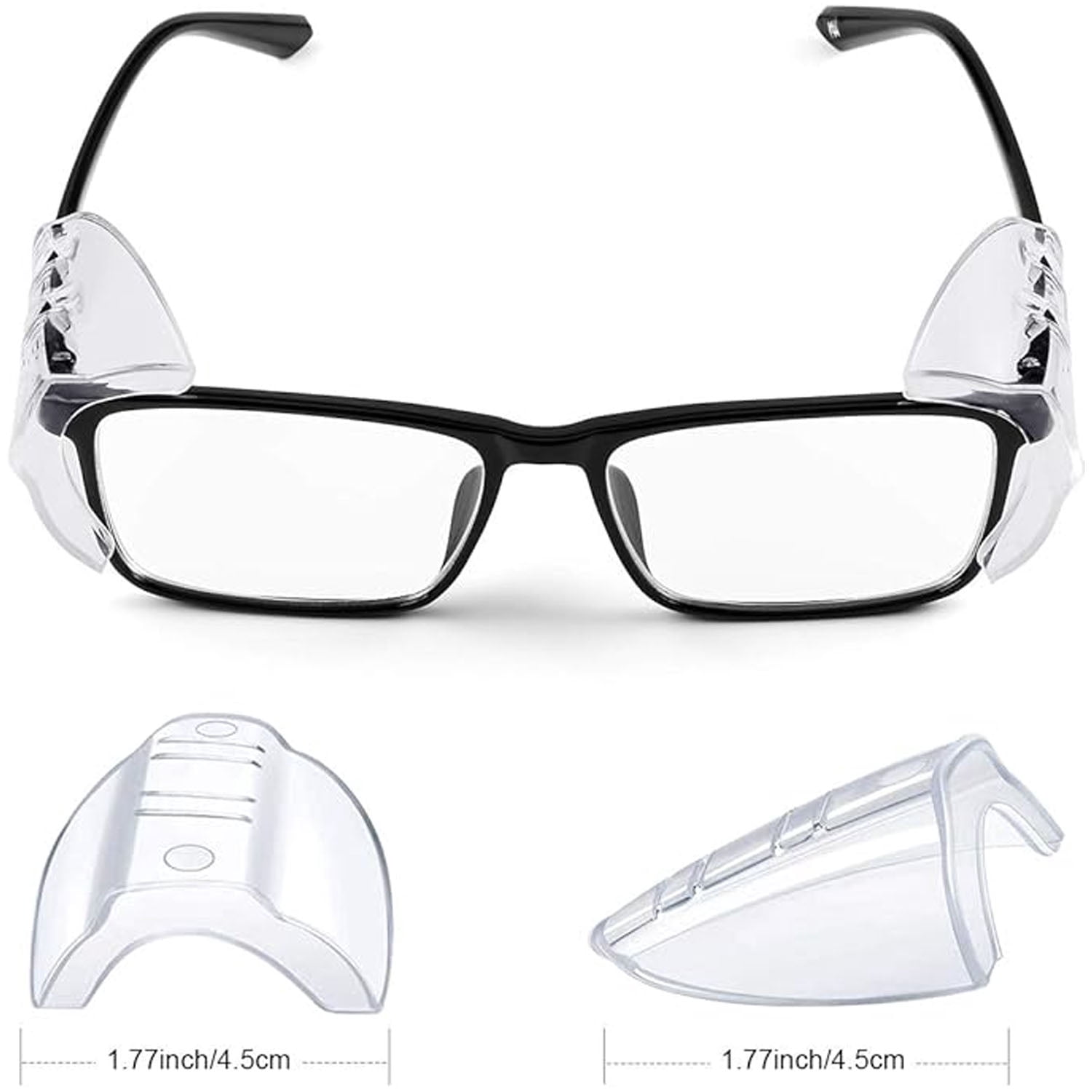 Safety Glasses Side Shields for Prescription Glasses, Slip on Clear Eye Glasses, Fits Small to Large Eyeglasses