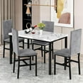 thumbnail image 4 of 4-person dining table set, modern artificial marble dining table set, kitchen table and chair set of 4 pieces, suitable for small Spaces, apartments, restaurants, Grey/WHite, 4 of 11