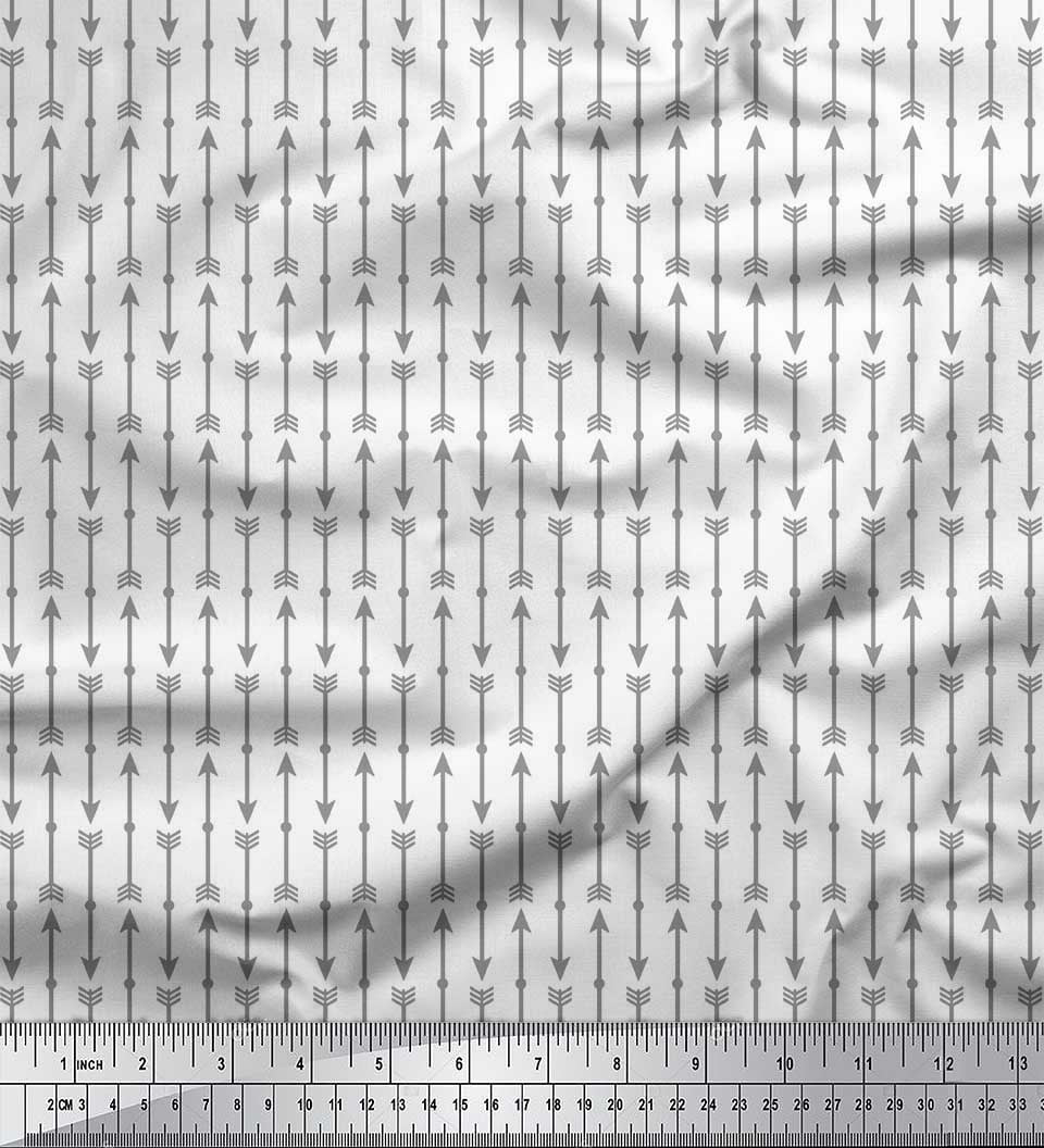 Soimoi Green Heavy Satin Fabric Arrows Arrow Print Fabric by Yard 54 Inch Wide