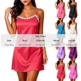 thumbnail image 4 of YOIAVAIOY Free Size Women's Satin Lace Nightgown Thin Spaghetti Strap Short Slip Dress Lightweight Summer Loungewear Sleepwear Without Built-in Bra for Bridal Party Purple, 4 of 9