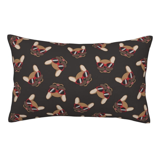 Balery Bulldog with Sunglasses Funda de Cojín Estampada, Regalos para Mujeres, Regalos de Amor para Ella, Regalos para Novia o Esposa, Funda de Almohada-16"x24"