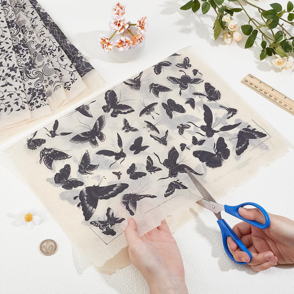 6 Styles Pottery Ceramics Clay Transfer Paper 21x15Inch Butterfly Flowers Pattern Underglaze Transfers Decals Ceramic Decals