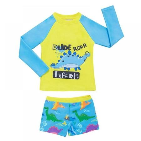 

Uccdo Little Boys Rashguard Swimsuit Kids Surf Bathing Suit Long Sleeve Shirts Trunks Two Pieces Swimwear Set
