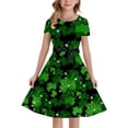 thumbnail image 5 of Lace Up Short Sleeve Dress Girls St Patricks Day Print Party Celebration Clothes, 5 of 5