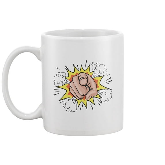 Pointing Hand Comic Style Mug -Image by Shutterstock