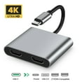 thumbnail image 2 of 4 in 1 Type C to Dual HDMI Adapter 100W PD Port, USB 3.0 High-Speed Transfer for USB Devices, and Charging Simultaneously, 2 of 4