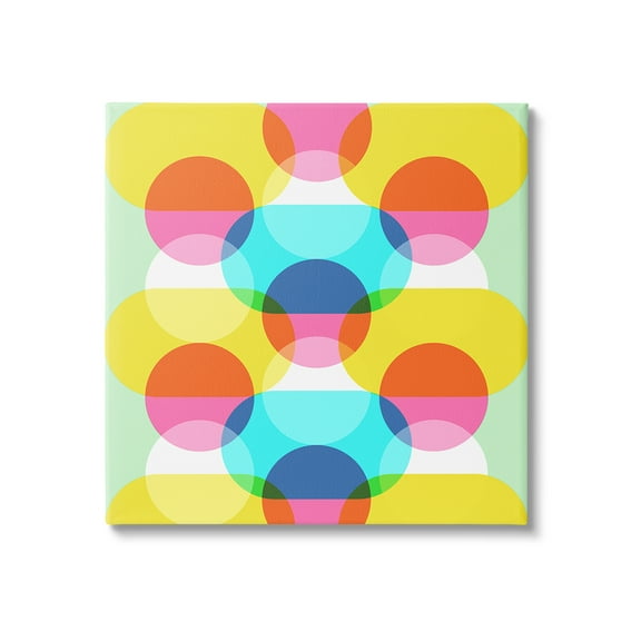 Stupell Industries Vivid Layered Shapes Pattern Abstract Painting Gallery Wrapped Canvas Art Print Wall Art, 17 x 17