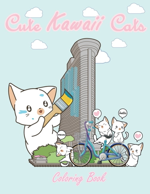 Buy Cute Kawaii Cats Coloring Book Cute Japanese Style Coloring Pages