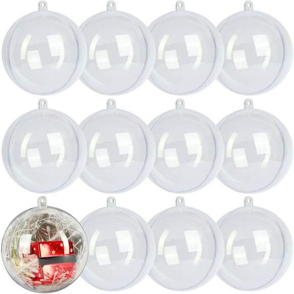 20 Pcs 4 inch Clear Acrylic Fillable Balls - Christmas DIY Fillable Ornaments Balls - GIXUSIL Acrylic Ornaments Ball for ChristmasTree /Holidays / Weddings /Parties and Home Decor
