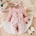 thumbnail image 2 of CAICJ98 Newborn Baby Girl Clothes Long Sleeve Romper One Piece Jumpsuit Fall Winter Infant Cute Bow Outfits (9-12 Months,Red), 2 of 5